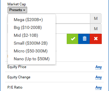 Corporate Fundamentals Filters