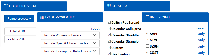 Trade History Filtering