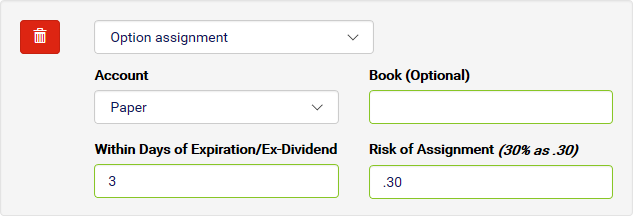 Configuring an Option Assignment condition