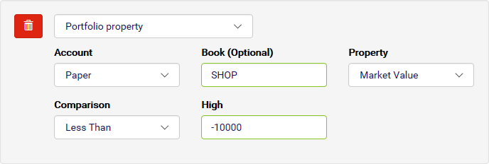 Configuring a Portfolio Property condition