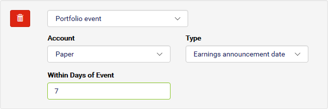 Configuring a Portfolio Event condition